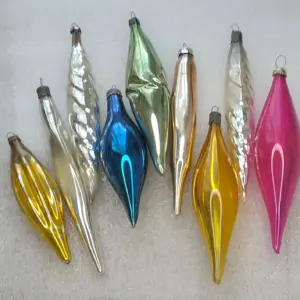 Set of 9 Vintage Christmas Glass Ornament Tree USSR Antique Decor Icicles