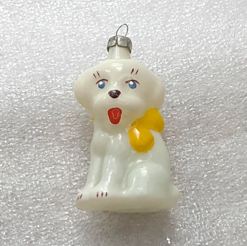 Vintage Christmas Glass Ornament Tree USSR Antique Decor Puppy