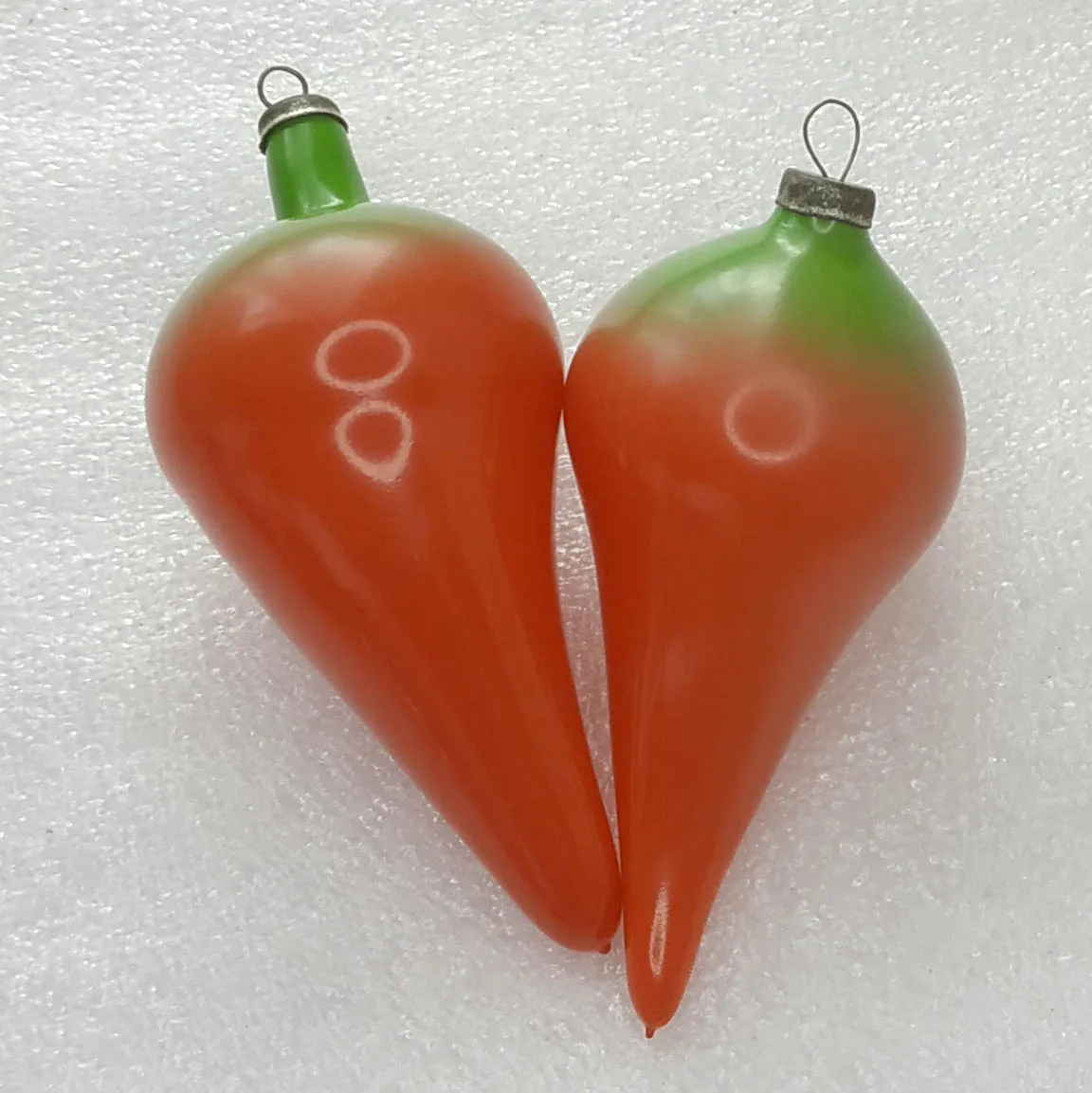 Set of 2 Vintage Christmas Glass Ornament Tree USSR Antique Decor Paprika