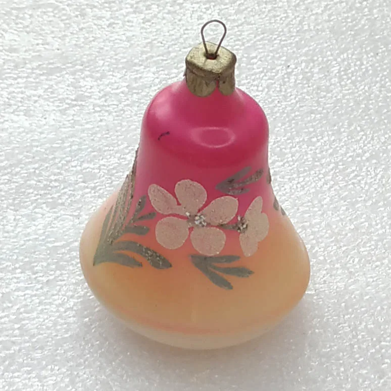 Vintage Christmas Glass Ornament Tree USSR Antique Bell Flowers