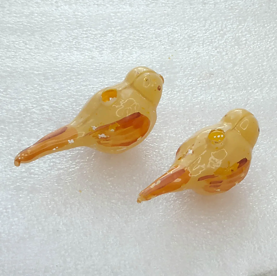 Set of 2 Vintage Christmas Glass Ornaments USSR Tree Antique Old Birds