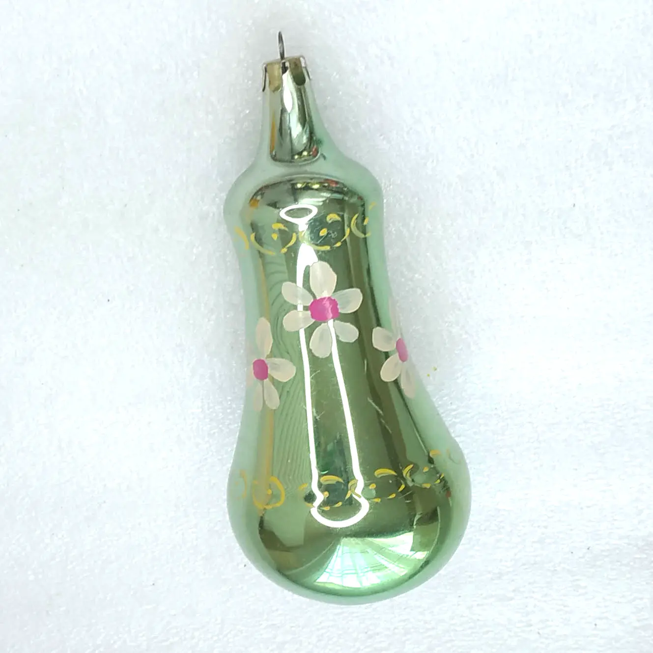 Vintage Christmas Silver Glass Ornament USSR Antique