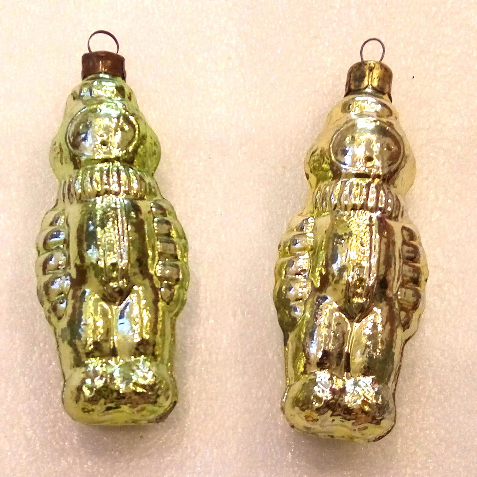 Set of 2 Vintage USSR Glass Christmas Ornaments Astronauts