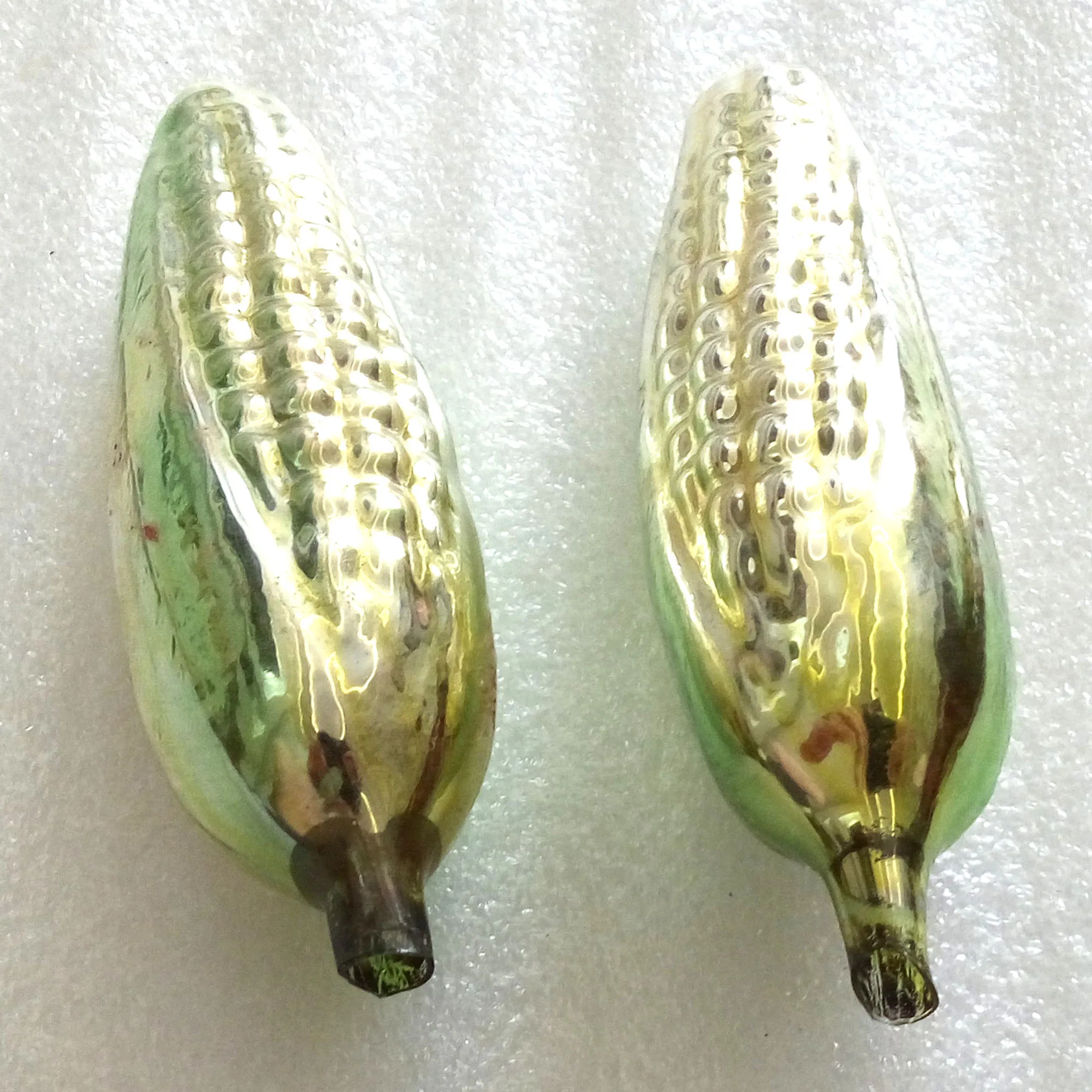 Set of 2 Vintage USSR Glass Christmas Ornaments Fir Old Corns