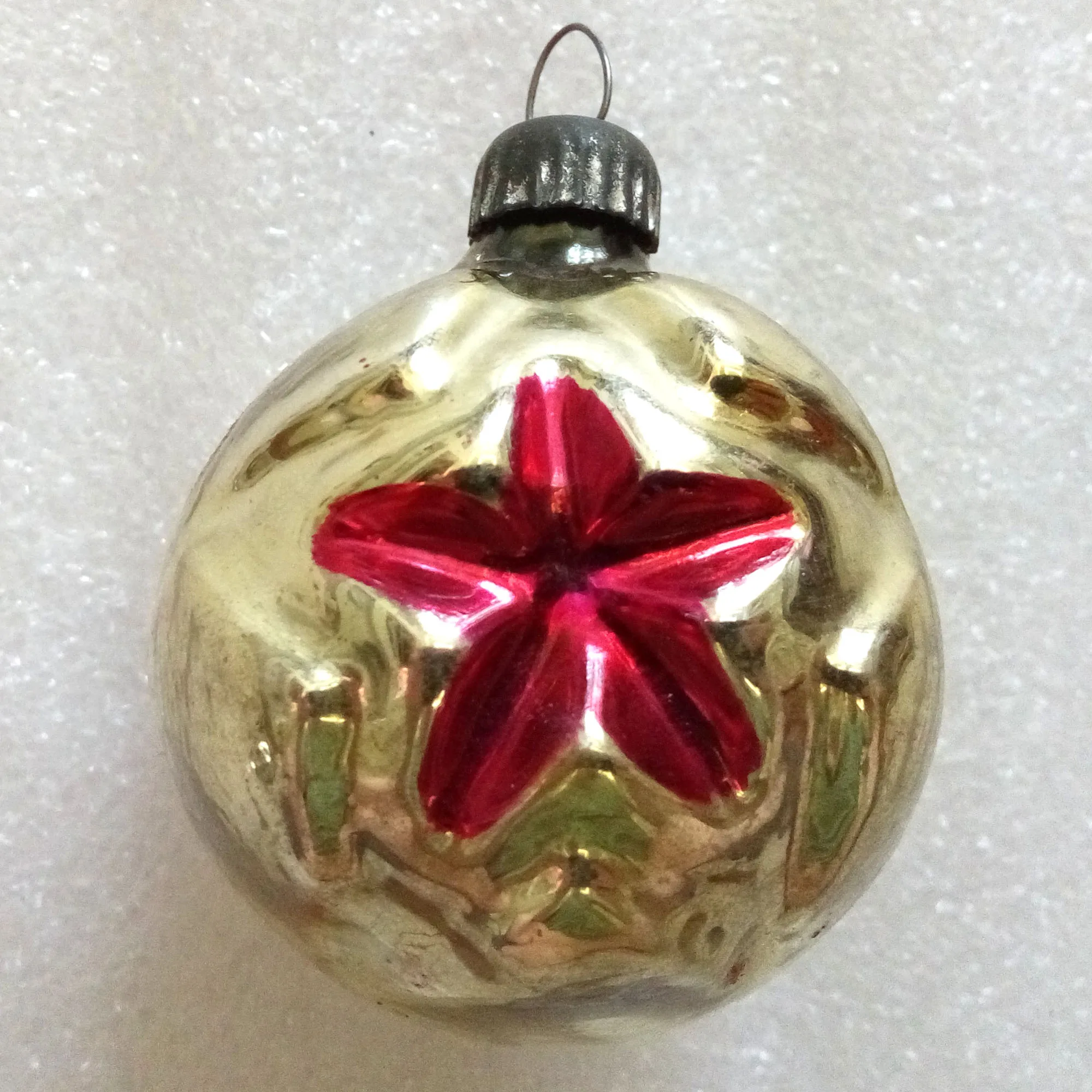 Vintage USSR Glass Christmas Ornament Fir Old Red Star