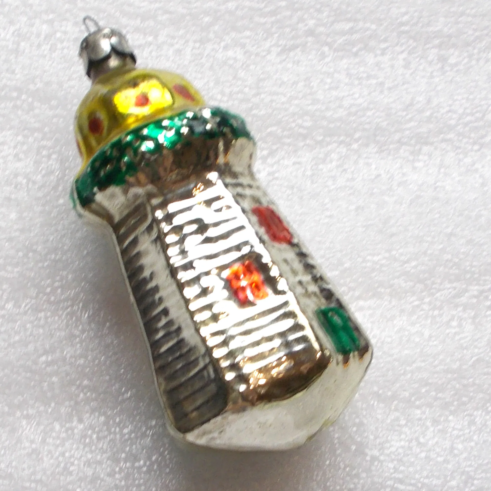 Vintage Glass Christmas Ornament Watch Tower
