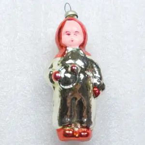Vintage Glass Christmas Ornament Baby w Toy