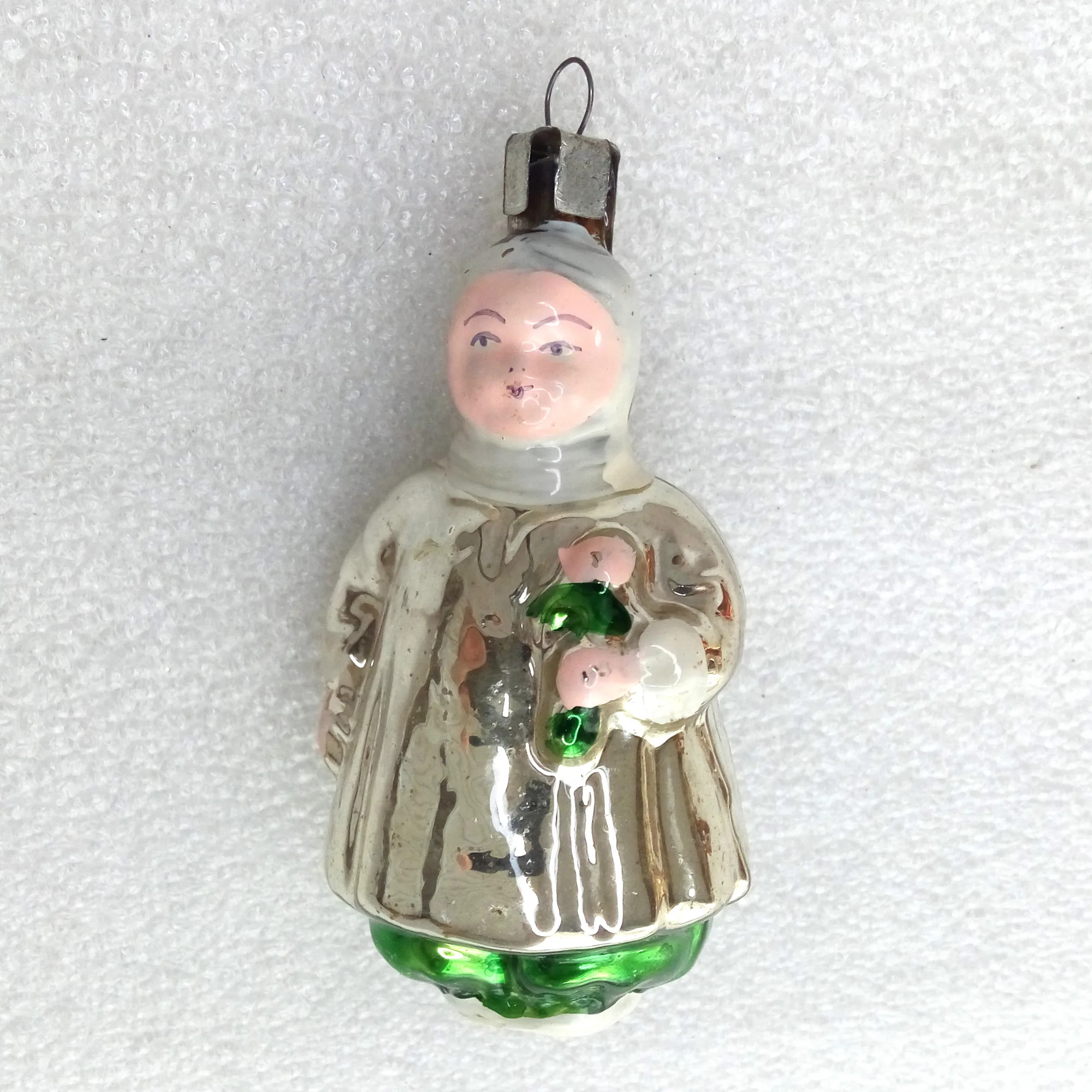 Antique Vintage Glass Christmas Ornament Toy Girl