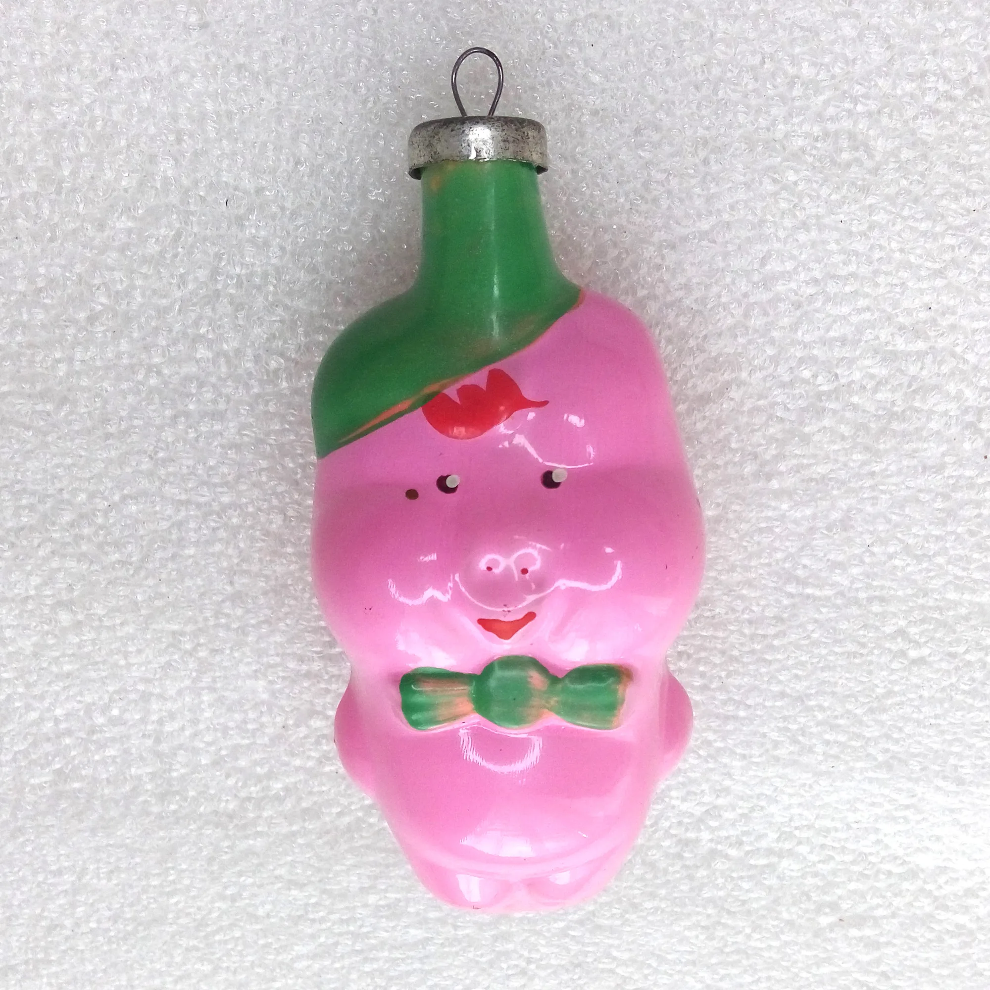 Antique Vintage Glass Christmas Ornament Toy Piglet
