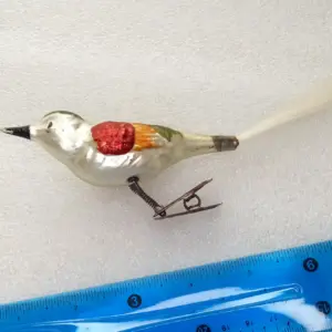 Antique Old GDR Vintage Glass Christmas Ornament Bird