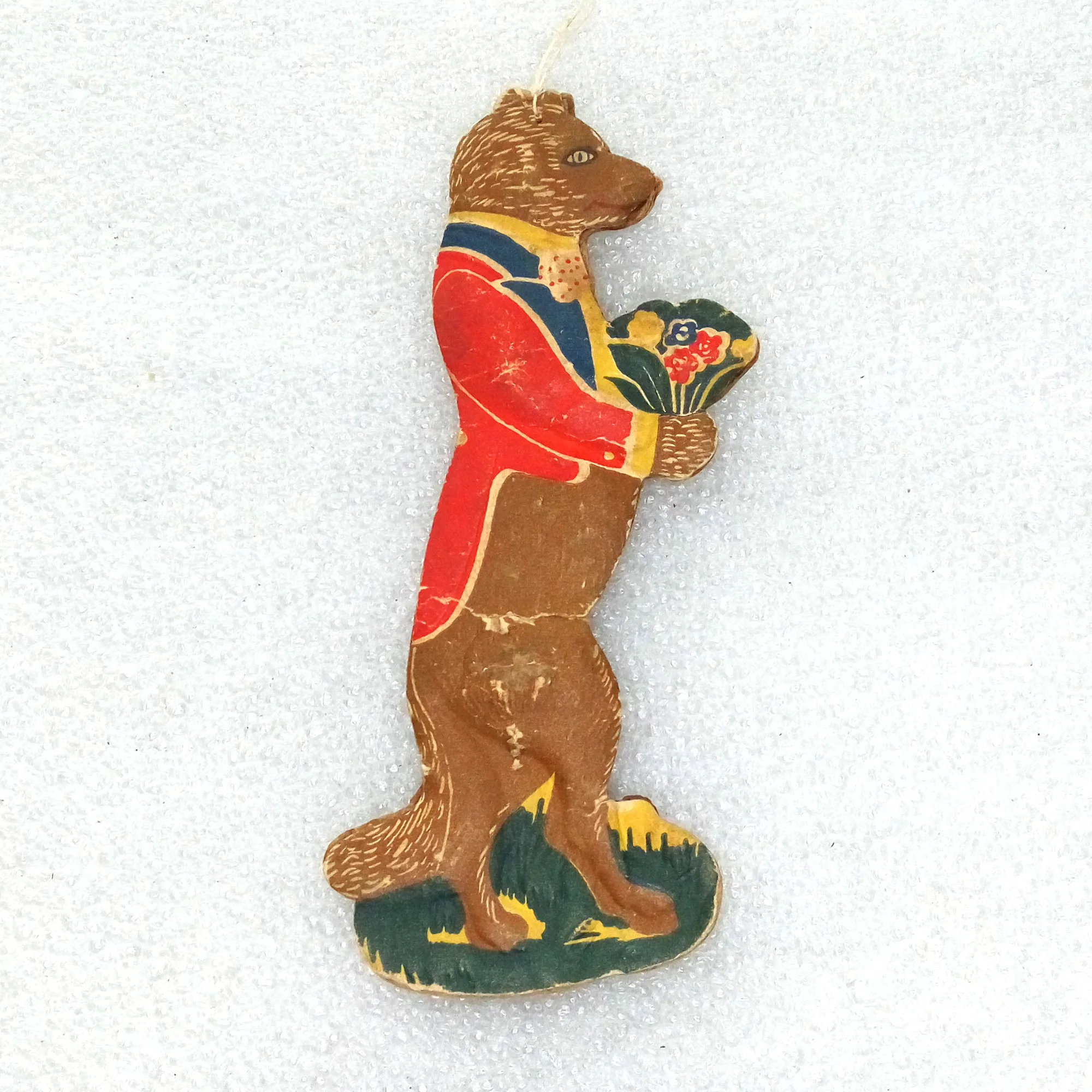 Old Antique Vintage Cardboard Christmas Ornament Dog