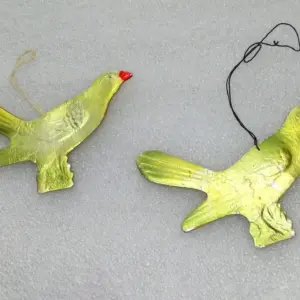 Set of 2 Old Antique Vintage Cardboard Christmas Ornament Birds