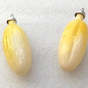 Set of 2 Antique Vintage USSR Glass Christmas Ornament Pickle