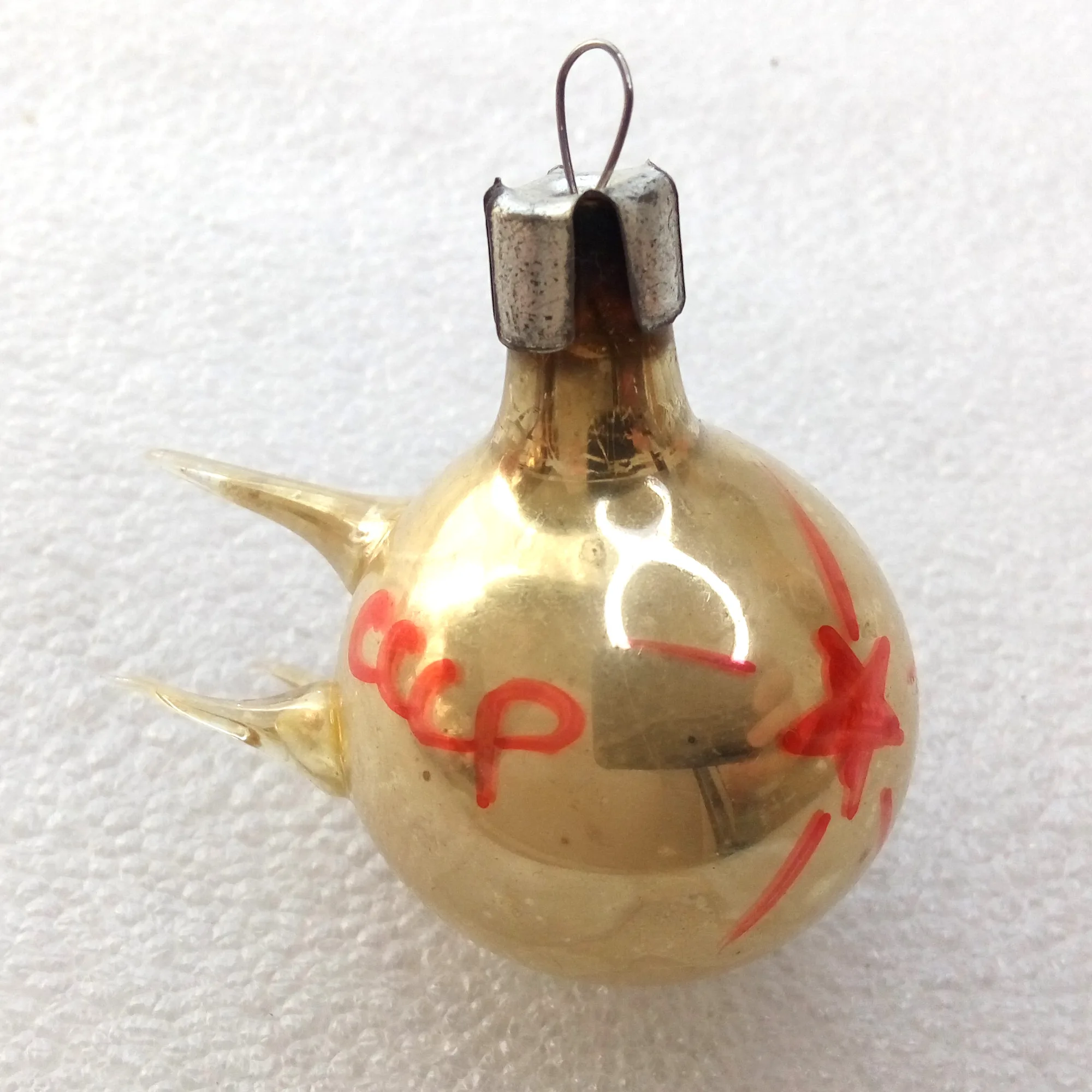 Vintage Glass Christmas Ornament USSR Satellite
