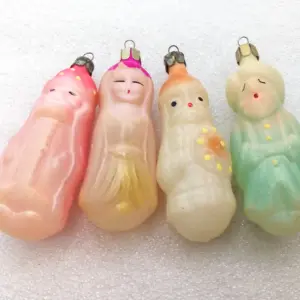 Set 4 Antique Vintage Glass Christmas Ornament
