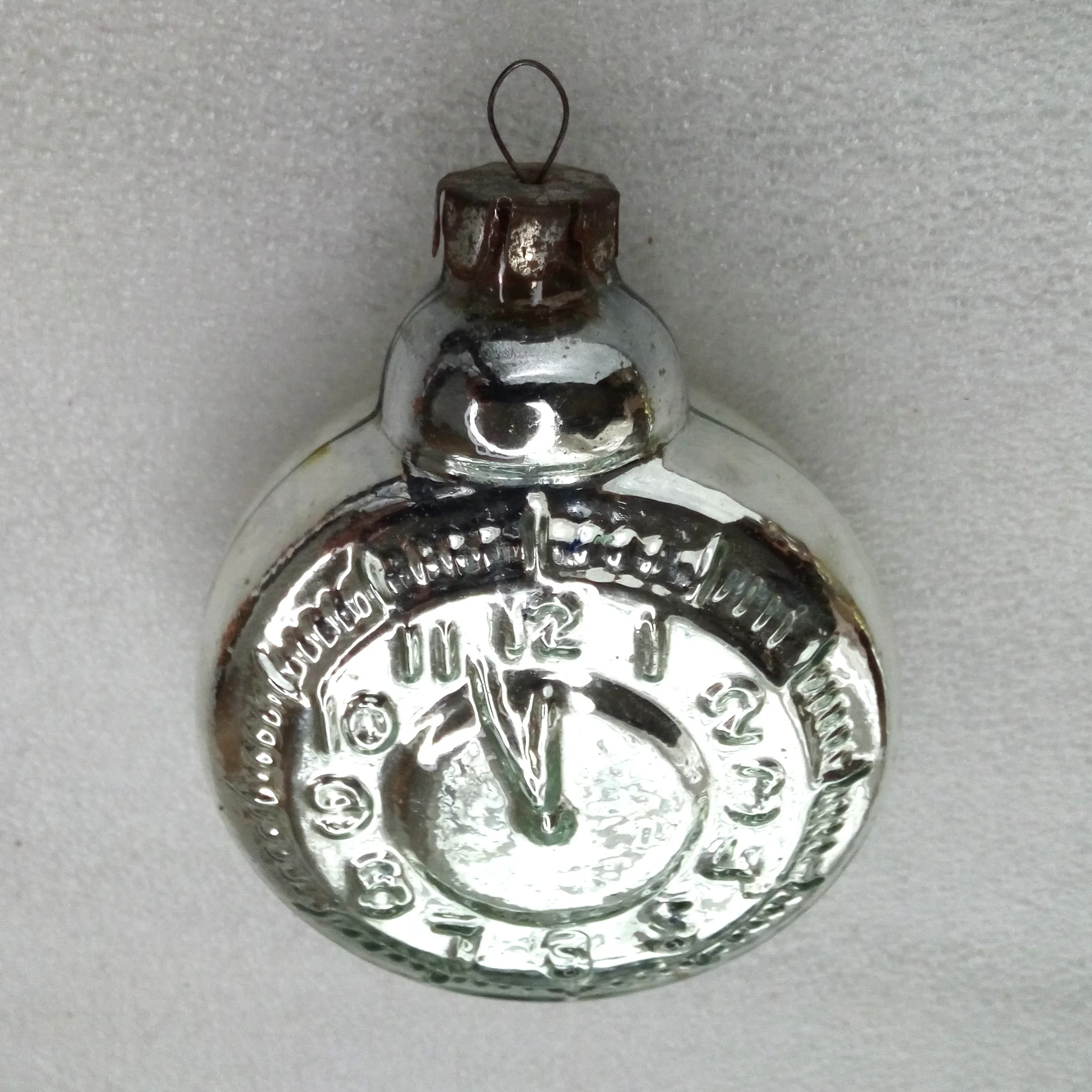 Huge Antique Vintage Mercury Glass Christmas Tree Ornament Clock