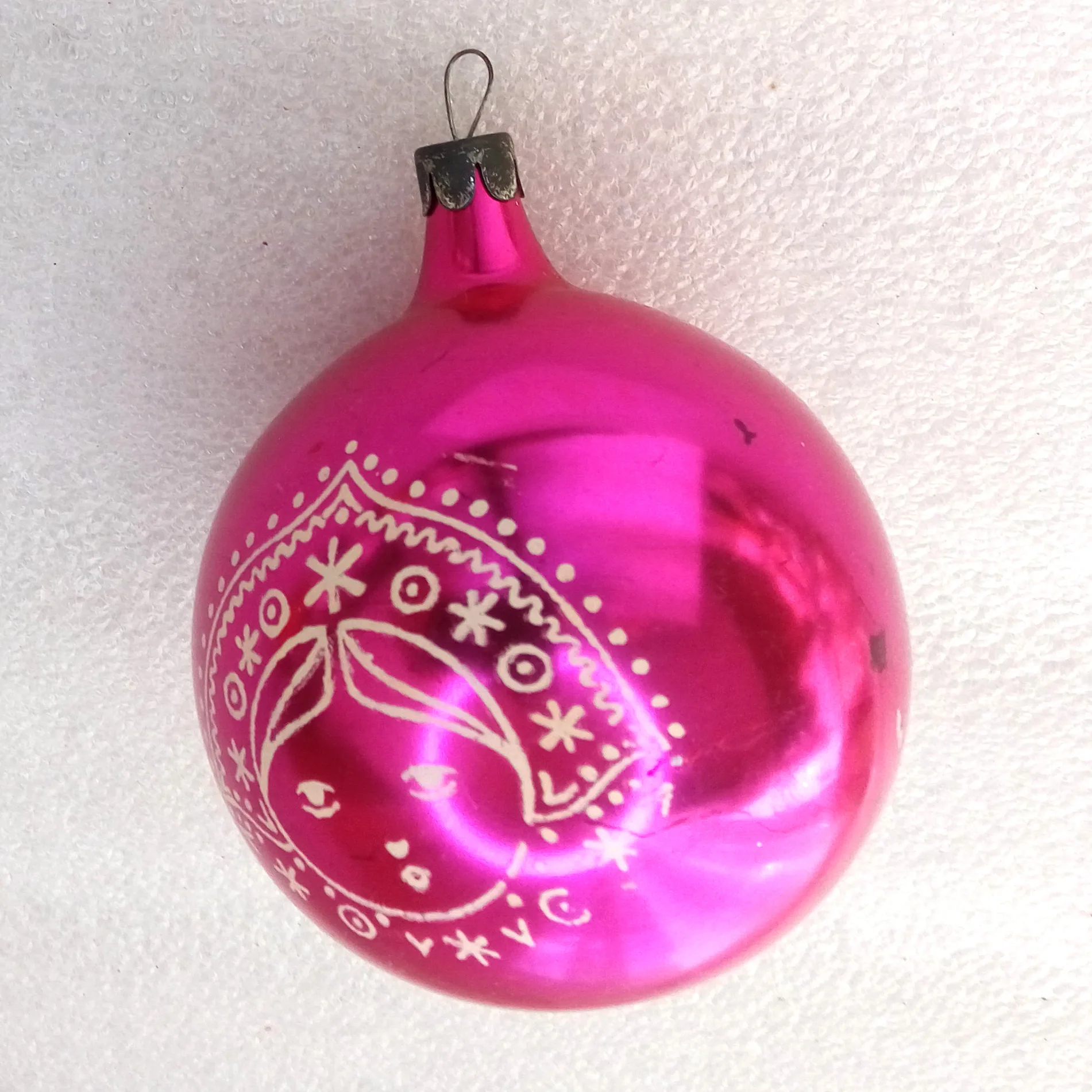 Antique Vintage Glass Christmas Ornament Ball w Girl