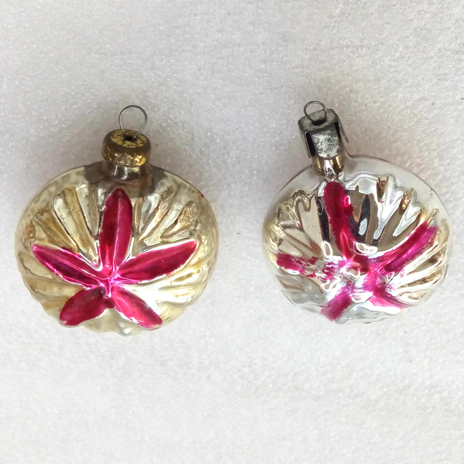 Set of 2 Old Antique Vintage Glass Christmas Ornaments Stars