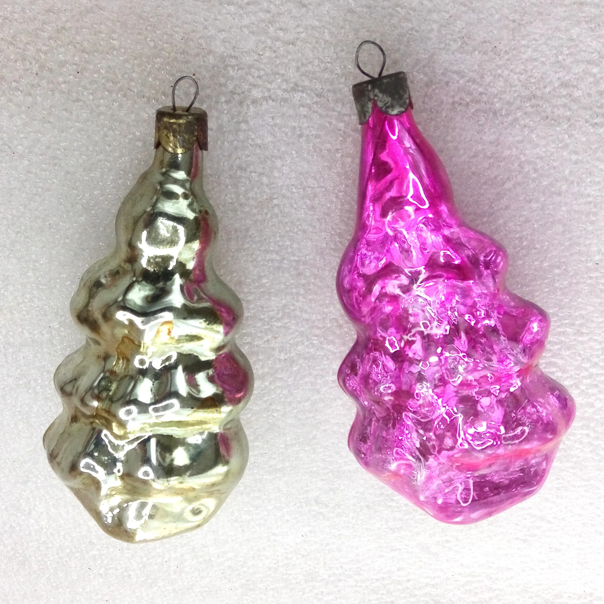 Set of 2 Antique Vintage Glass Christmas Ornaments Christmas