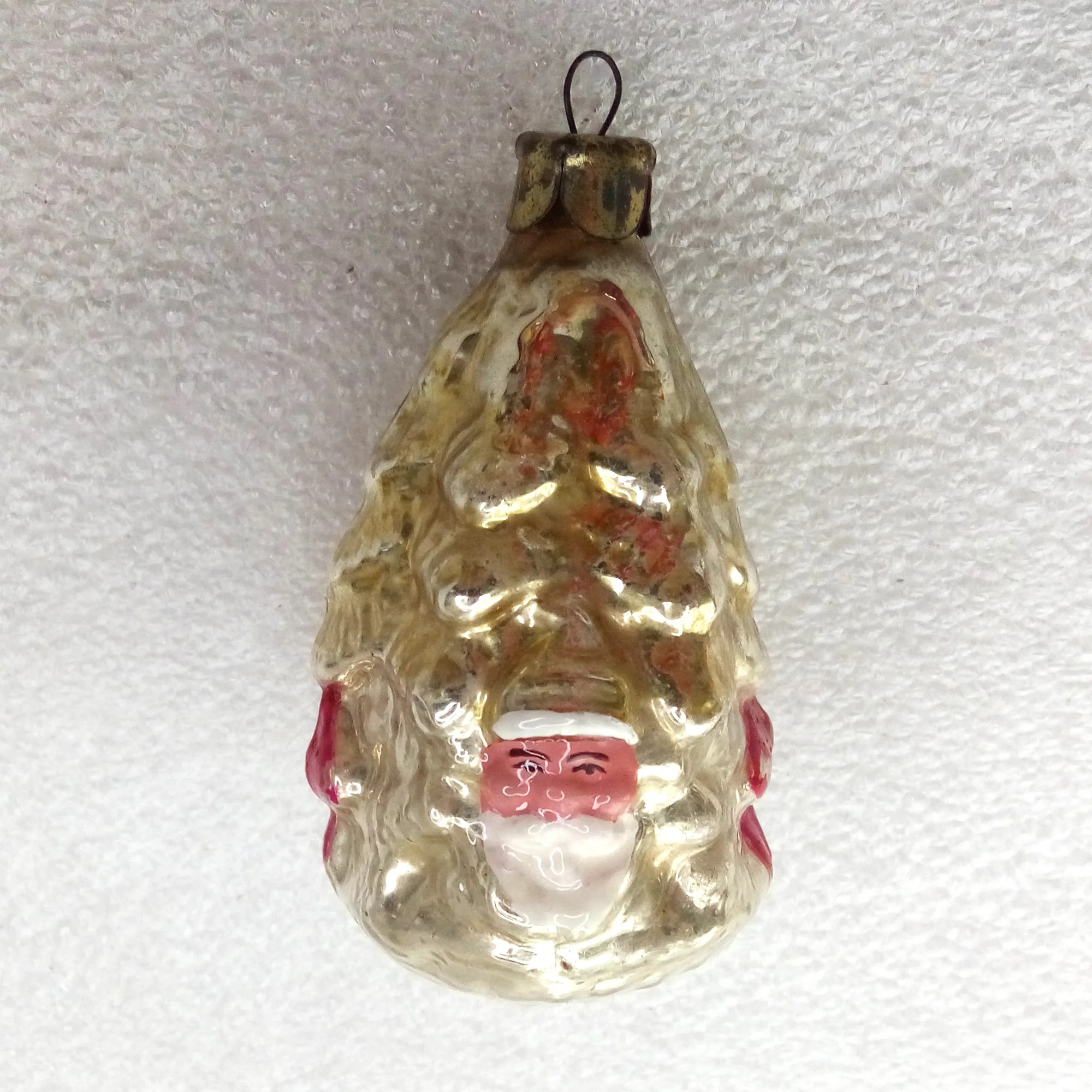 Antique Vintage Glass Christmas Tree Ornament Santa Forest