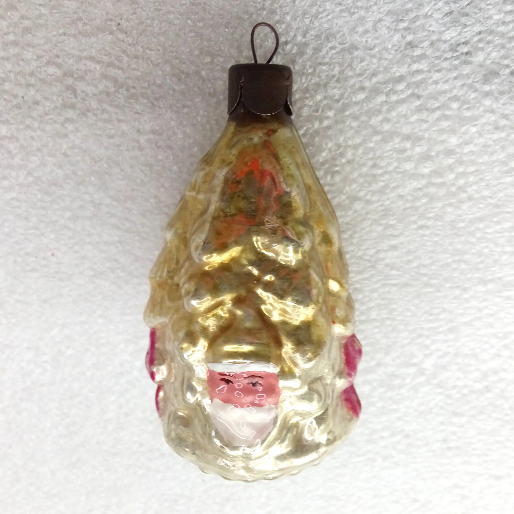 Antique Vintage Glass Christmas Tree Ornament Santa Forest