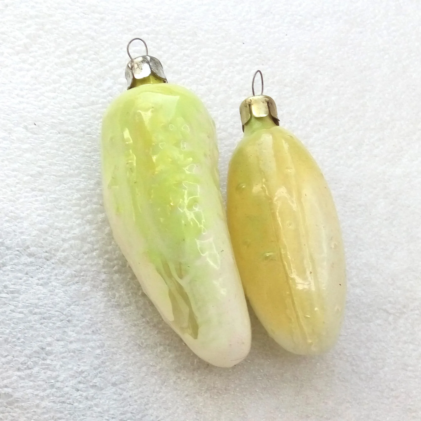 Set of 2 Antique Vintage Glass Christmas Ornaments Pickles