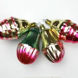 Set of 4 Vintage Glass Christmas Ornaments