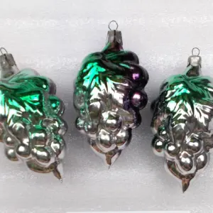Set of 3 Antique Vintage Glass Christmas Tree USSR Ornaments Grapes
