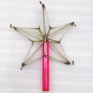 Old Big Vintage Russian Glass Christmas Ornament Tree TOP Red Star