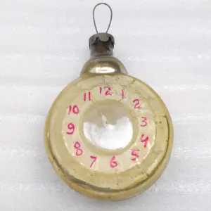 Huge Vintage Glass Christmas USSR Ornament Old Clock