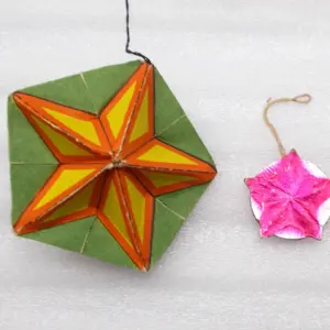 Vintage Cardboard Christmas Ornament Propaganda USSR Red Star