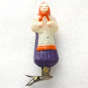 Vintage Glass Christmas Ornament USSR Antique Tree Unique Toy Decor Babka