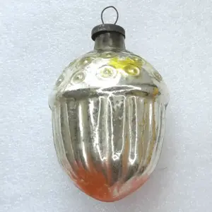 Huge Vintage Mercury Glass Christmas Ornament USSR Antique Acorn