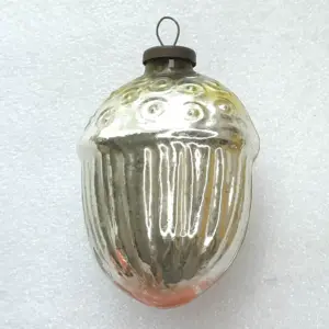 Huge Vintage Mercury Glass Christmas Ornament USSR Antique Acorn