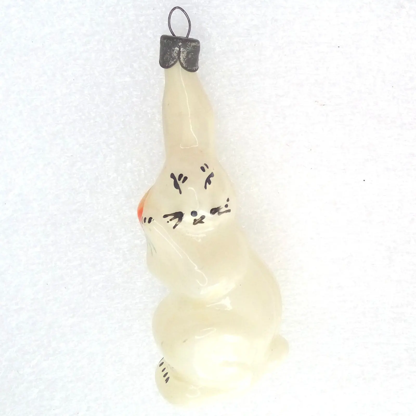 Vintage USSR Glass Christmas Ornament Tree Rabbit Hare