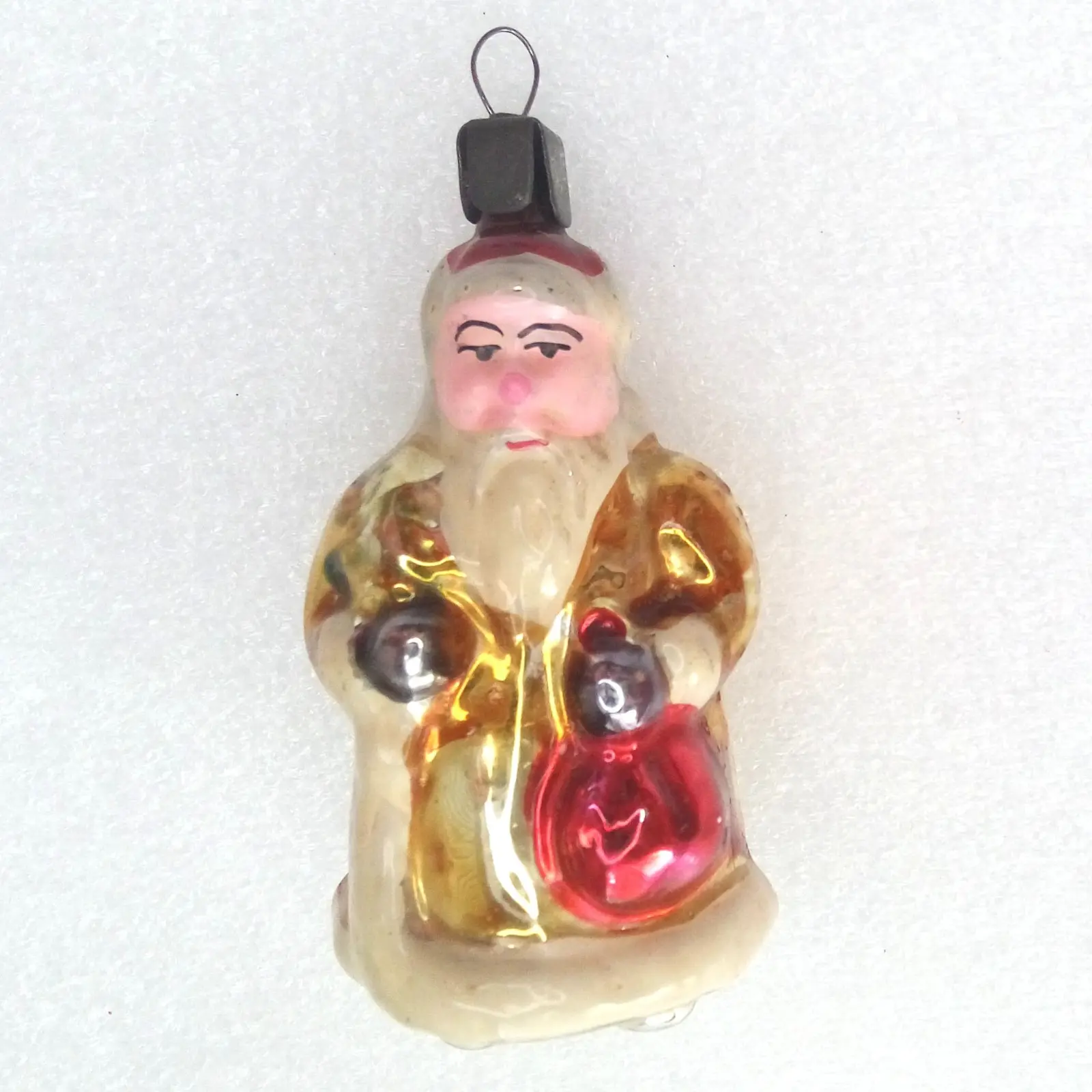 Vintage USSR Glass Christmas Ornament Santa Claus Deco