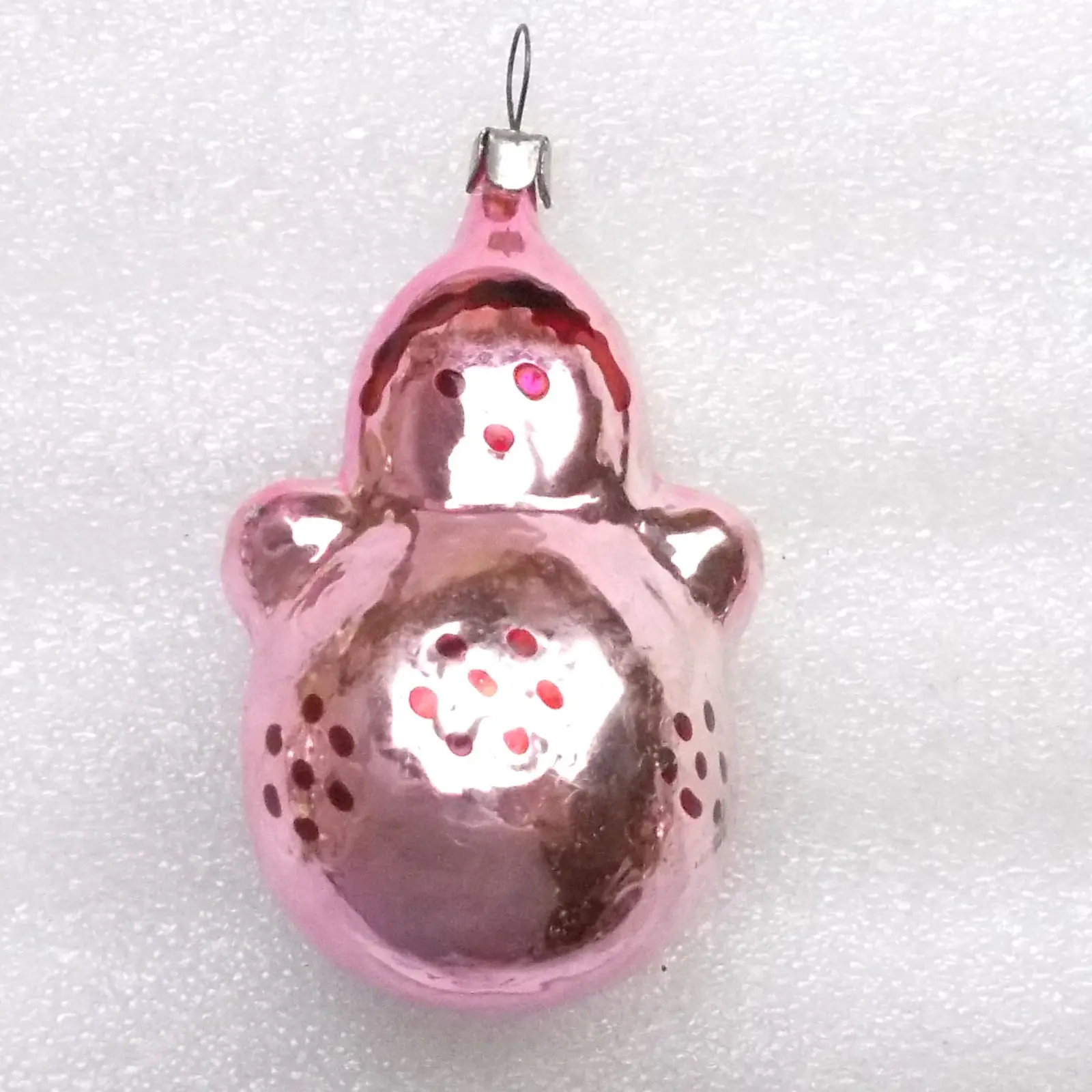 Vintage Silver Glass Christmas Ornament Doll USSR Retro