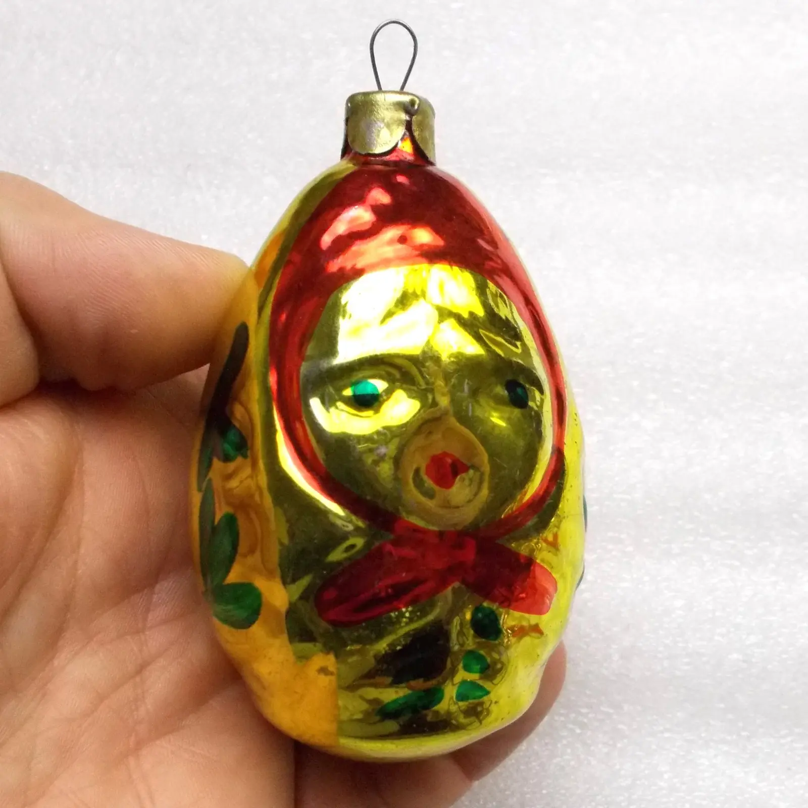 Vintage USSR Silver Glass Christmas Ornament Nesting Doll