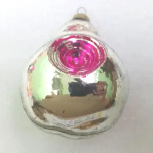 Vintage Mercury Glass Christmas Ornament - Indented Reflector USSR