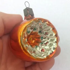 Vintage Mercury Glass Christmas Ornament Indented Reflector Lantern USSR