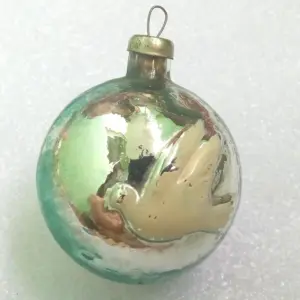 Vintage Glass Christmas Ornament - Dove Bird on Ball Figural Bauble USSR