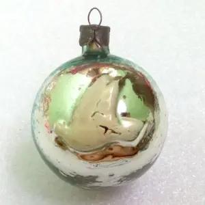 Vintage Glass Christmas Ornament - Dove Bird on Ball Figural Bauble USSR