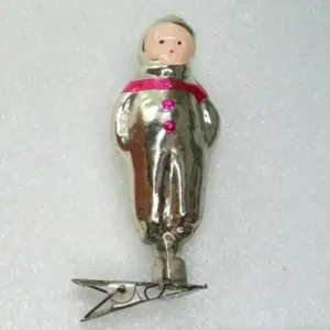 Antique Vintage USSR Silver Glass Christmas Ornament Retro Boy