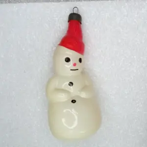 Vintage USSR Glass Christmas Ornament Snowman Retro