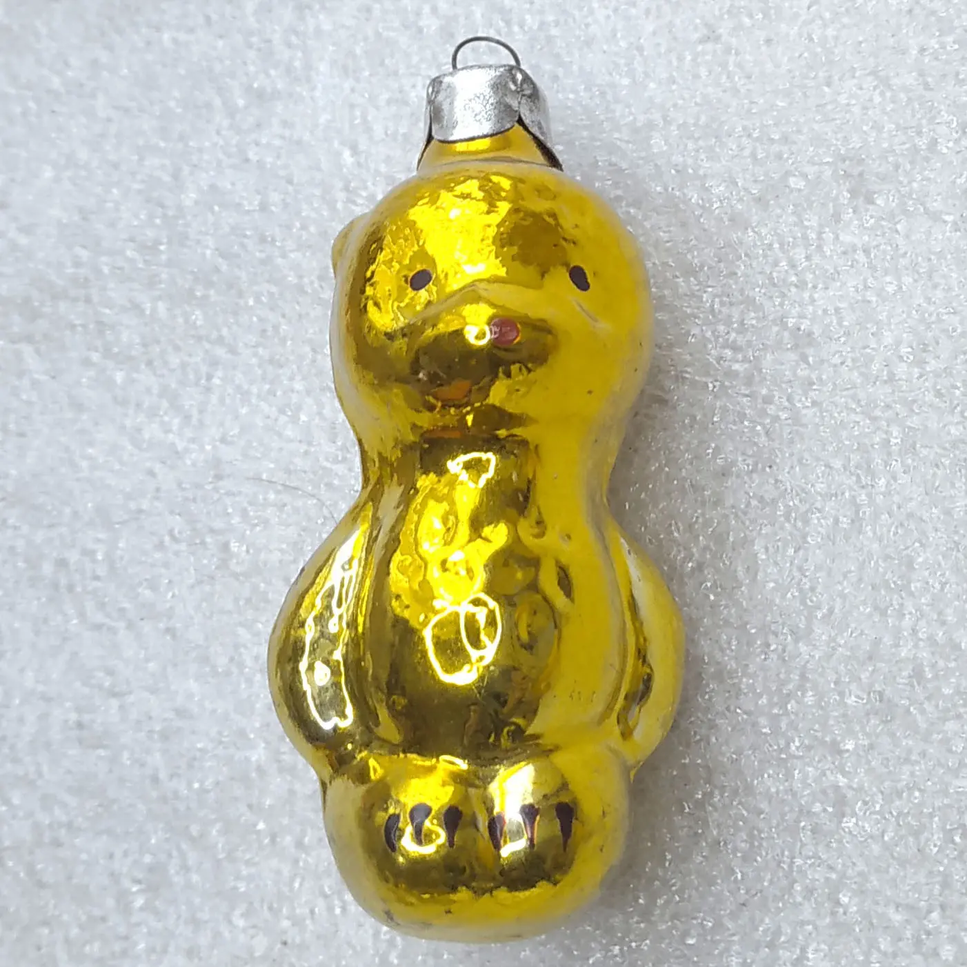Vintage Silver Glass Christmas Tree Ornament Bear Teddy Animal USSR Toy