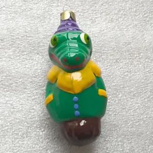 Vintage Glass Christmas Tree Ornament Crocodile Gena USSR Toy Bauble