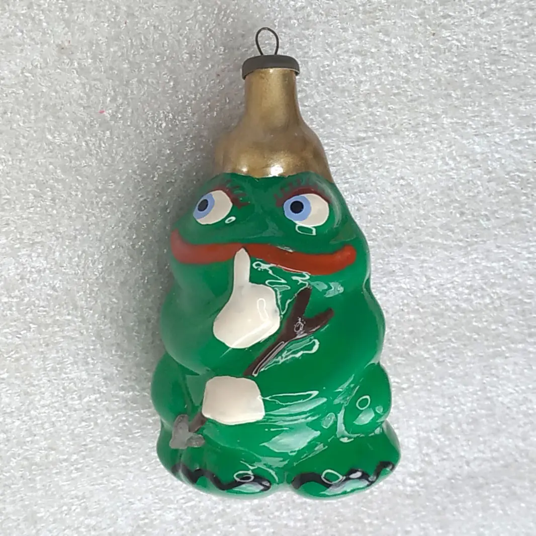 Vintage Soviet Glass Christmas Tree Ornament Frog Princess Tsarevna Custom Toy