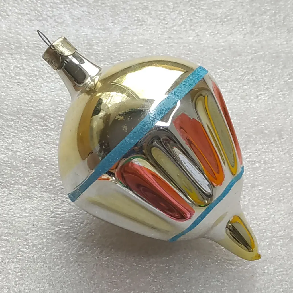 Vintage Silver Glass Christmas Tree Ornament Parachute Bauble USSR Toy