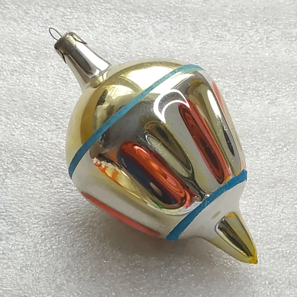 Vintage Silver Glass Christmas Tree Ornament Parachute Bauble USSR Toy