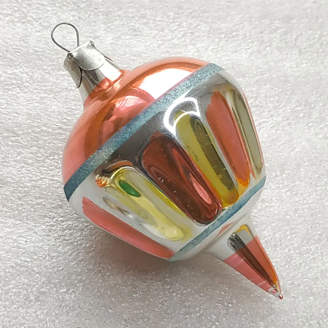Vintage Silver Glass Christmas Tree Ornament Parachute Bauble USSR Toy